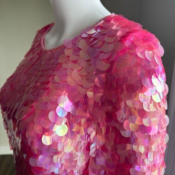 Vintage Silk Pink Beaded Sequin Prom Dress - Picture 7 of 10